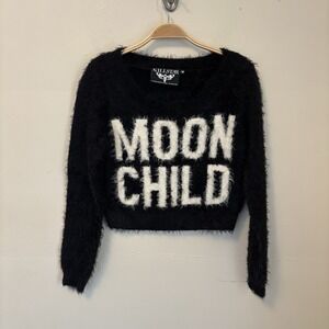 Killstar Moon Child Sweater Fuzzy Cropped Goth Punk Black M